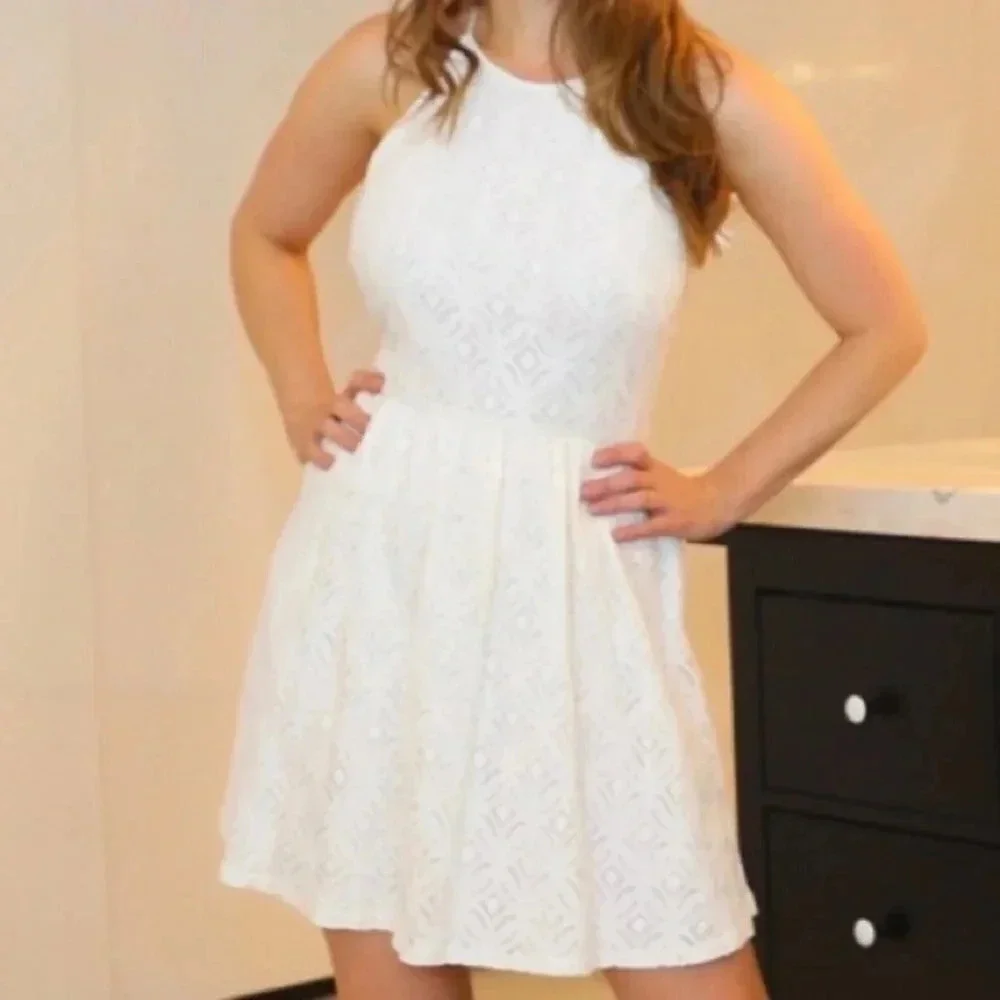 Lace print dress